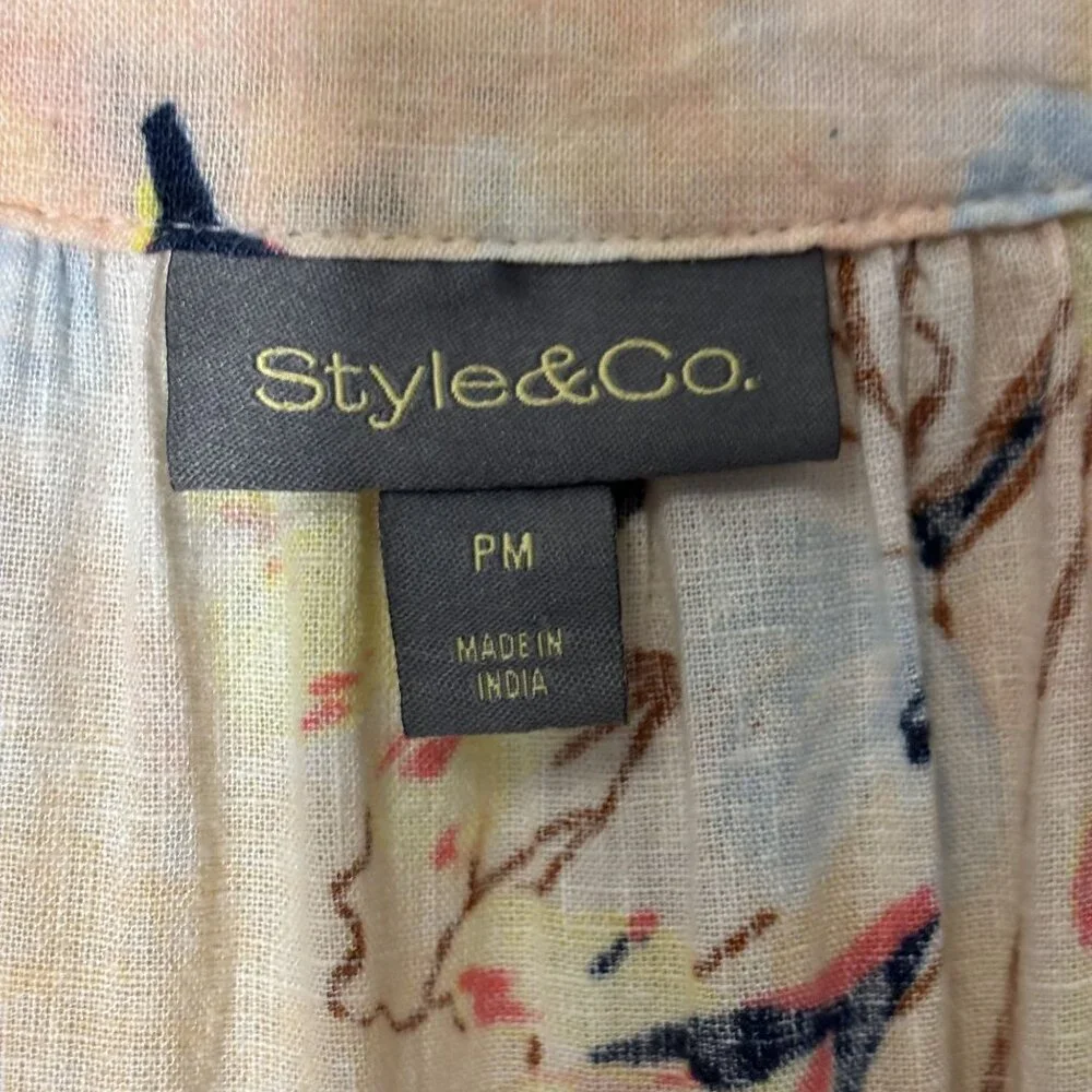 Style & Co. Floral Print Long Sleeve Button-Front Midi Dress Petite Medium - Picture 4 of 15